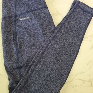 Columbia smooth stretch workout yoga leggings blue heathered space dye pants s